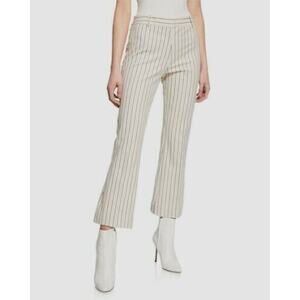 Derek Lam 10 Crosby Cropped Flare Trouser Womens 10 Striped Ivory Pants NOWT